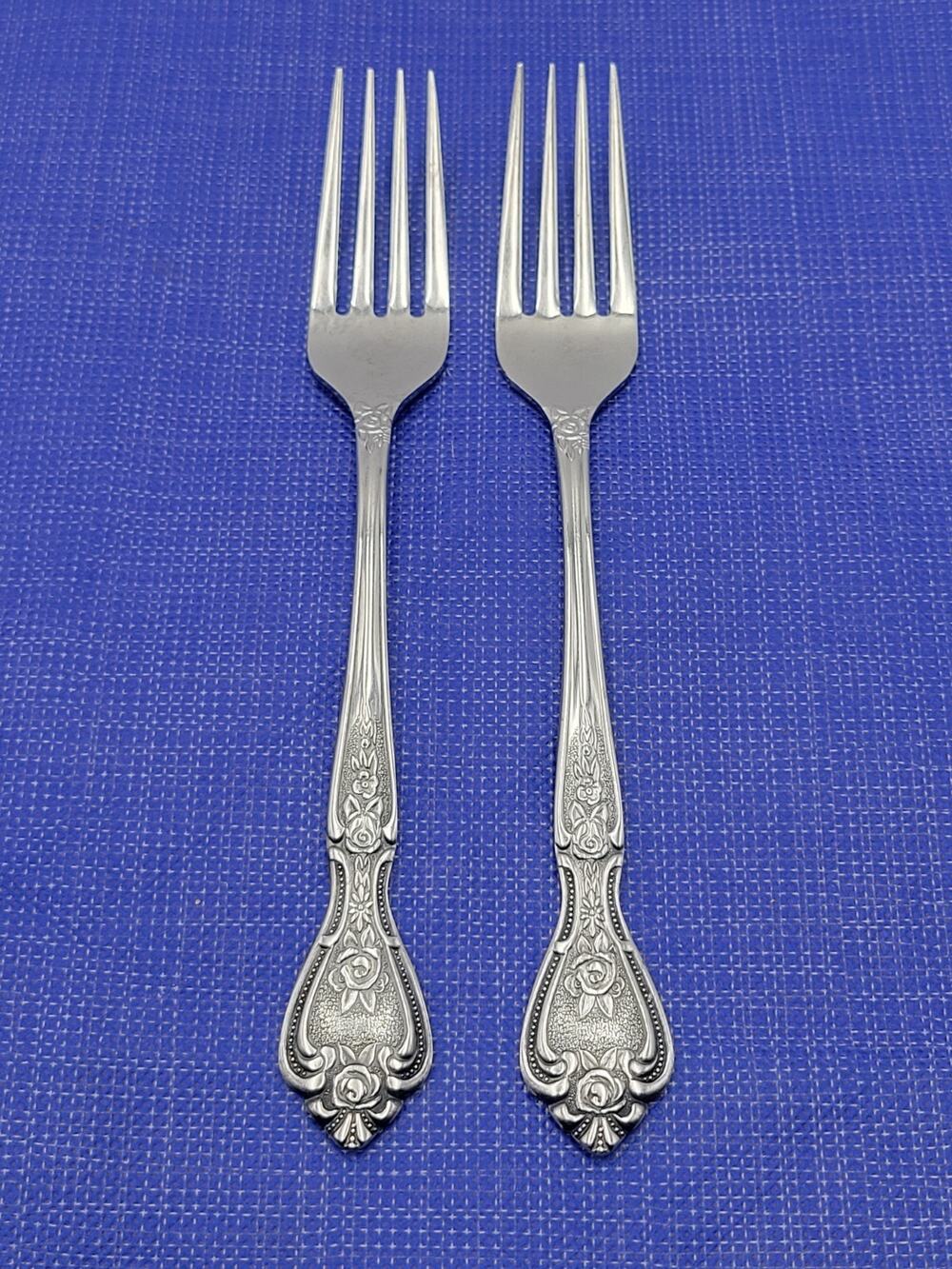 NORMANDY Floral Stainless Silverware Japan Set 2 Dinner Fork 7.75"